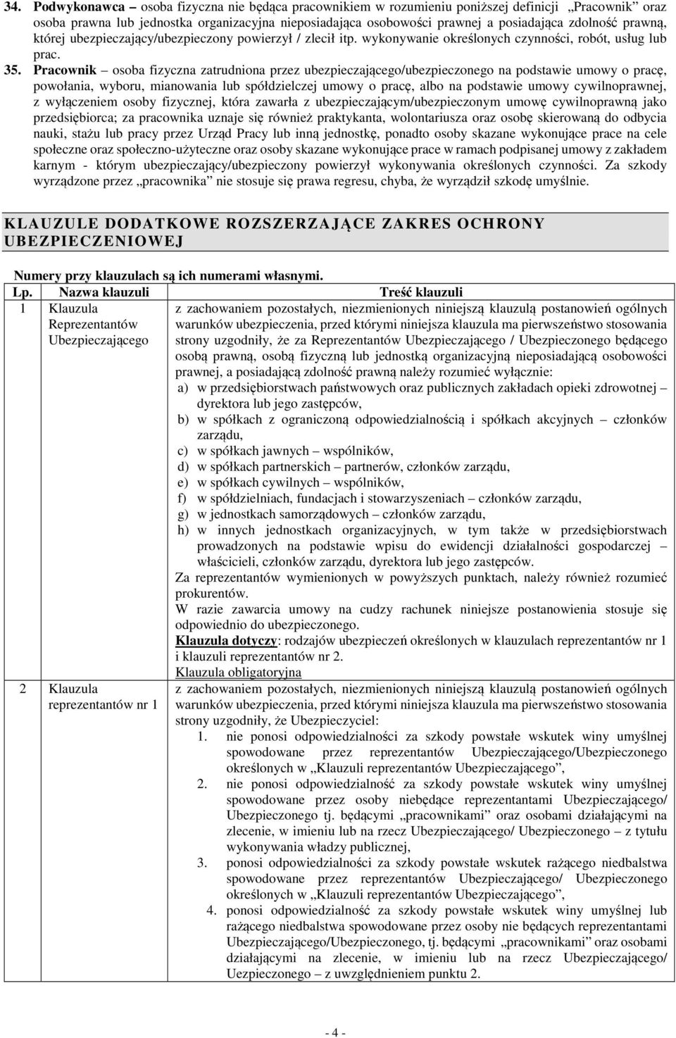 Pracownik osoba fizyczna zatrudniona przez ubezpieczającego/ubezpieczonego na podstawie umowy o pracę, powołania, wyboru, mianowania lub spółdzielczej umowy o pracę, albo na podstawie umowy