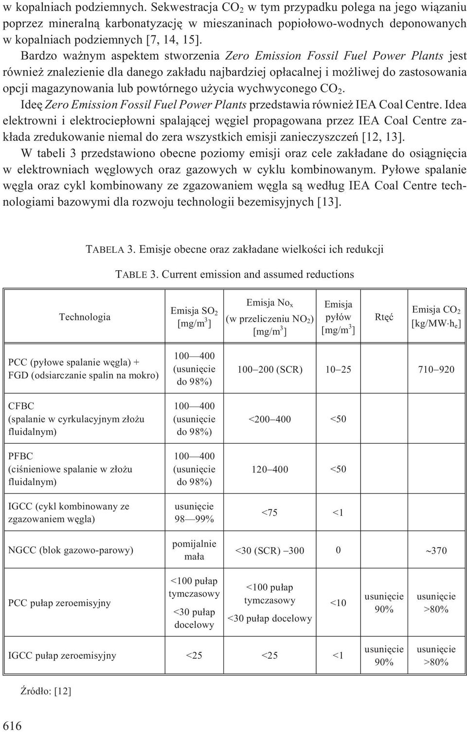 powtórnego u ycia wychwyconego CO 2. Ideê Zero Emission Fossil Fuel Power Plants przedstawia równie IEA Coal Centre.