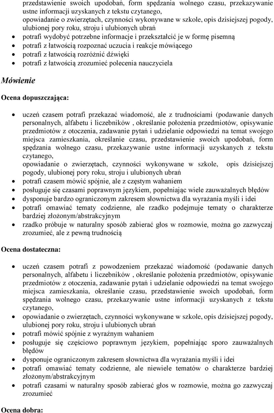 ale z trudnościami (podawanie danych personalnych, alfabetu i liczebników, określanie położenia przedmiotów, opisywanie przedmiotów z otoczenia, zadawanie pytań i udzielanie odpowiedzi na temat