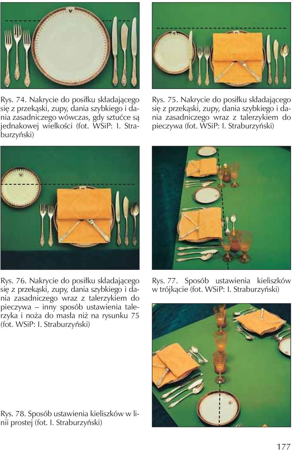 Nakrycie do posi³k sk³adaj¹cego siê z przek¹ski, zpy, dania szybkiego i dania zasadniczego wraz z talerzykiem do pieczywa inny sposób stawienia talerzyka i no a do mas³a ni na