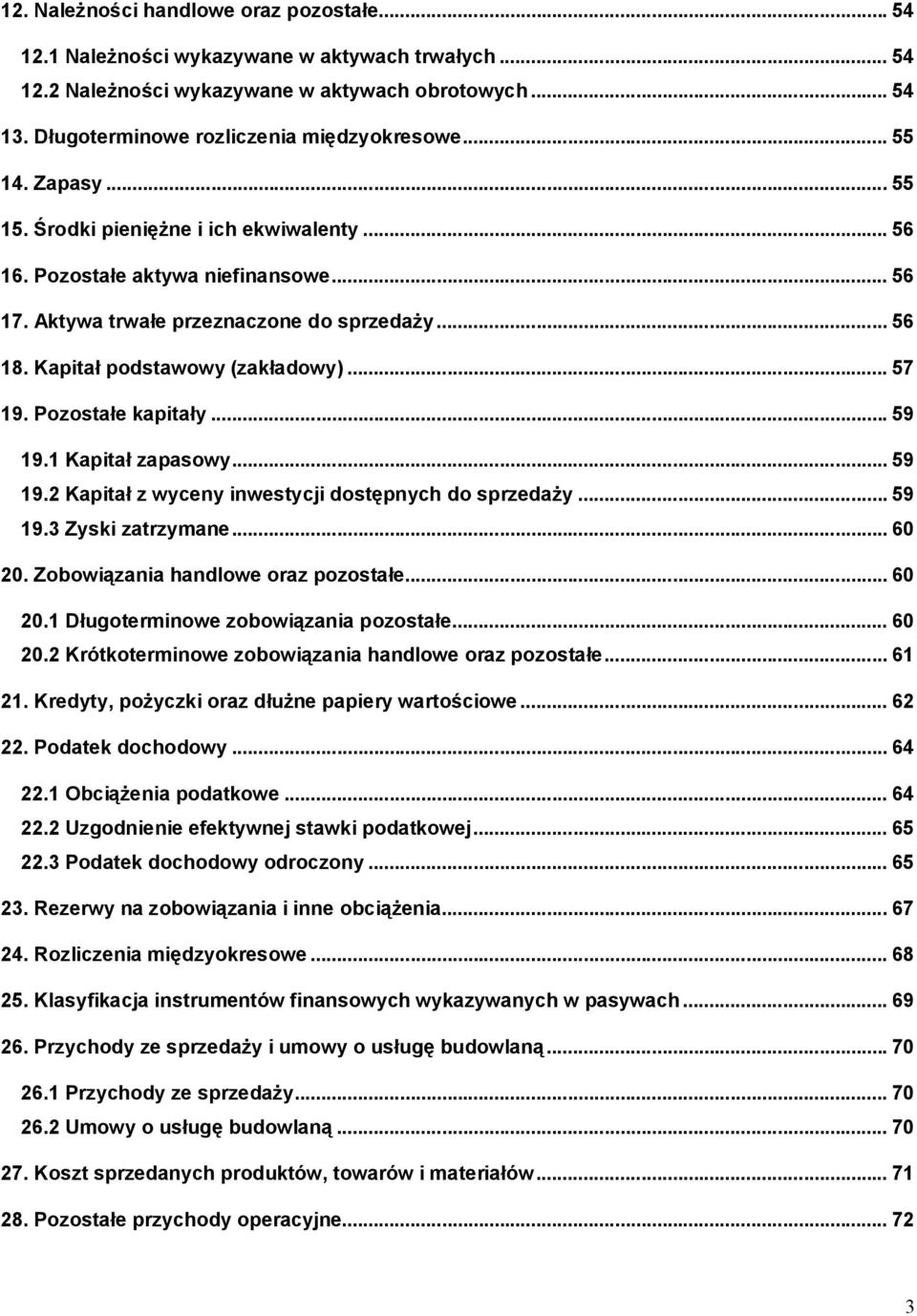 Pozostałe kapitały... 59 19.1 Kapitał zapasowy... 59 19.2 Kapitał z wyceny inwestycji dostępnych do sprzedaży... 59 19.3 Zyski zatrzymane... 60 20. Zobowiązania handlowe oraz pozostałe... 60 20.1 Długoterminowe zobowiązania pozostałe.