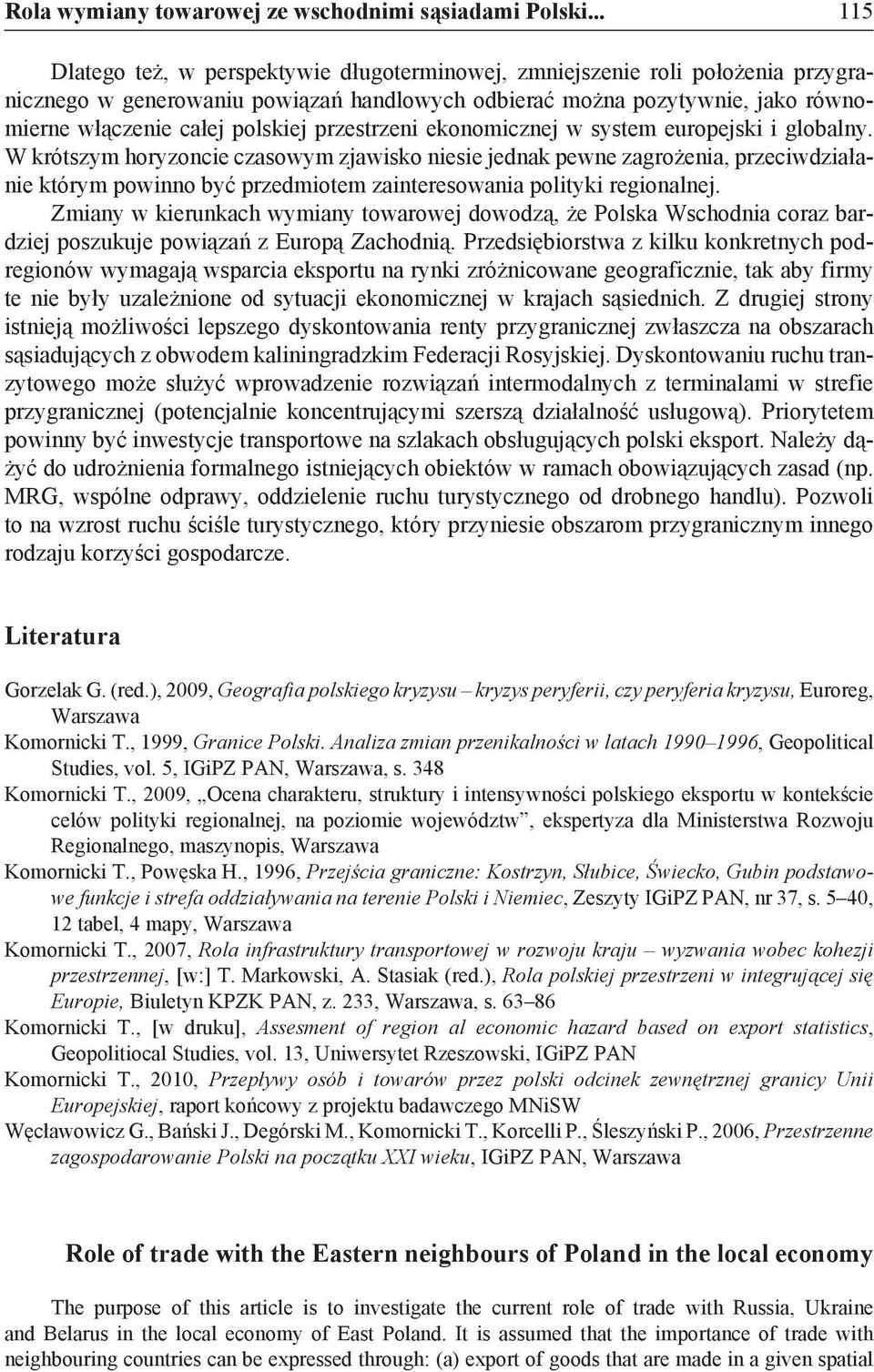 przestrzeni ekonomicznej w system europejski i globalny.