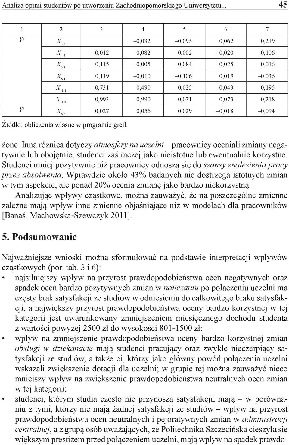 Inna różnica dotyczy atmosfery na uczelni pracownicy oceniali zmiany negatywnie lub obojętnie, studenci zaś raczej jako nieistotne lub ewentualnie korzystne.