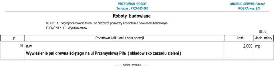 ściętego na ul Przemysłową Piła (