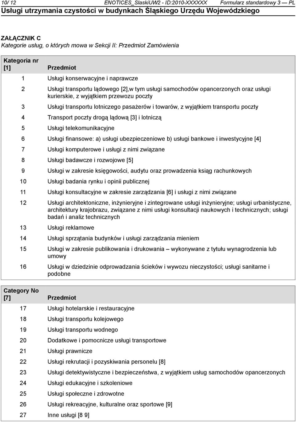 transportu poczty 4 Transport poczty drogą lądową [3] i lotniczą 5 Usługi telekomunikacyjne 6 Usługi finansowe: a) usługi ubezpieczeniowe b) usługi bankowe i inwestycyjne [4] 7 Usługi komputerowe i