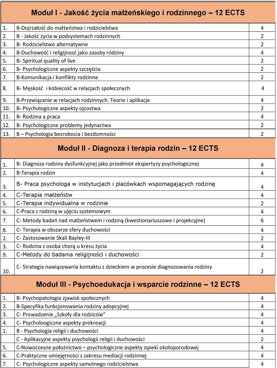 B- Męskość i kobiecość w relacjach społecznych 4 9. B-Przywiązanie w relacjach rodzinnych. Teorie i aplikacje 4 10. B- Psychologiczne aspekty ojcostwa 2 11. B- Rodzina a praca 4 12.