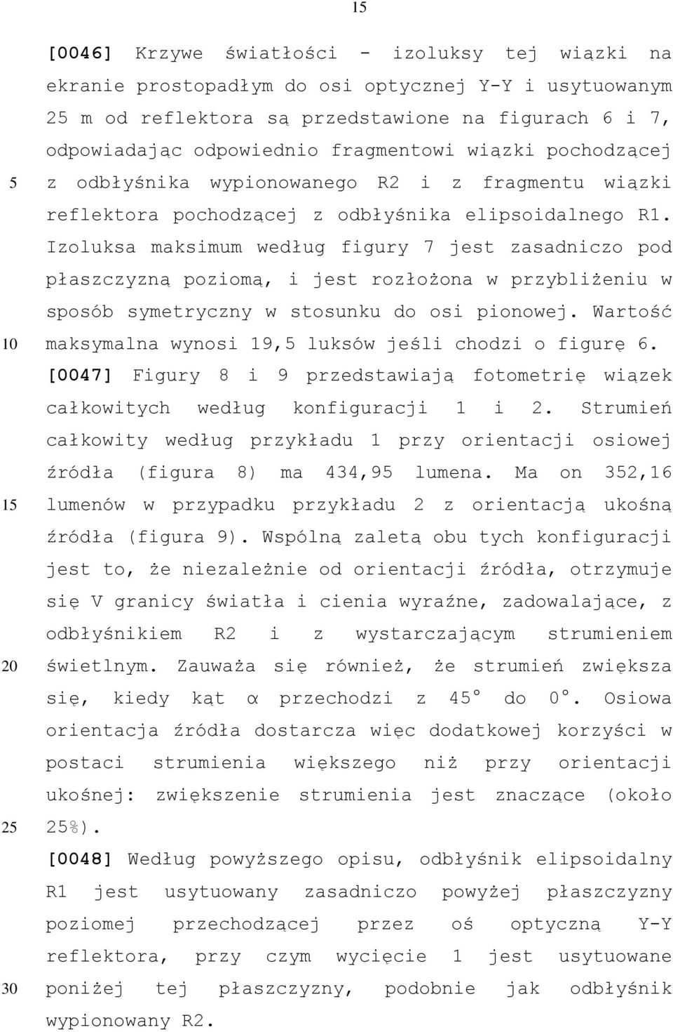 Izoluksa maksimum według figury 7 jest zasadniczo pod płaszczyzną poziomą, i jest rozłożona w przybliżeniu w sposób symetryczny w stosunku do osi pionowej.