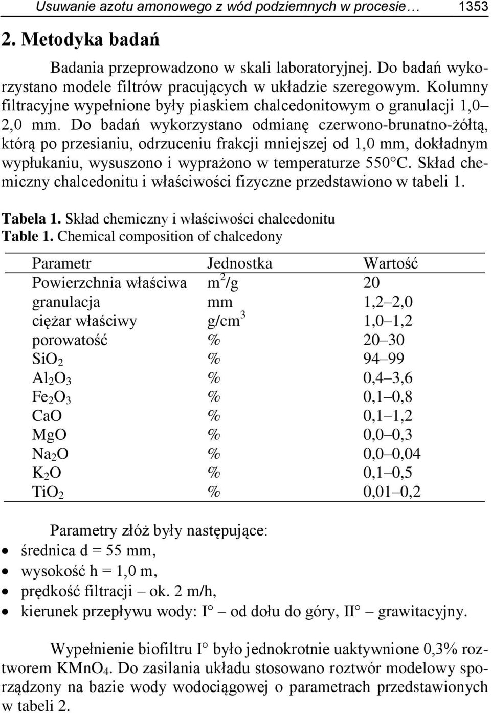 Do badań wykorzystano odmianę czerwono-brunatno-żółtą, którą po przesianiu, odrzuceniu frakcji mniejszej od mm, dokładnym wypłukaniu, wysuszono i wyprażono w temperaturze 550 C.