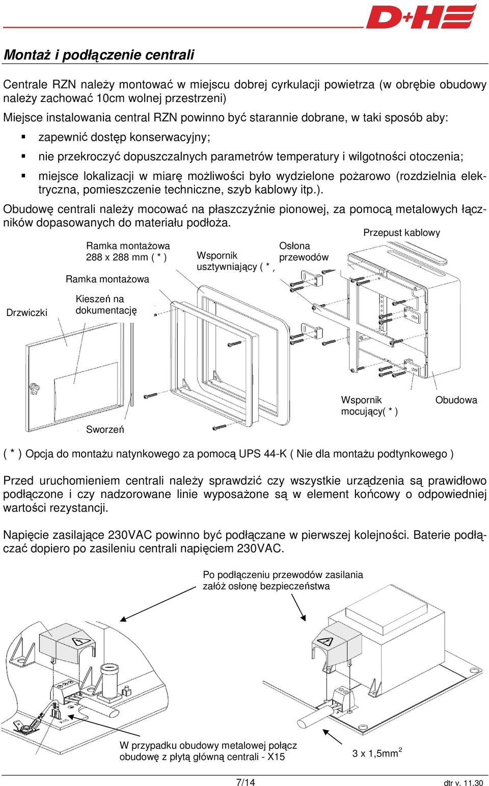 wydzielone poŝarowo (rozdzielnia elektryczna, pomieszczenie techniczne, szyb kablowy itp.).