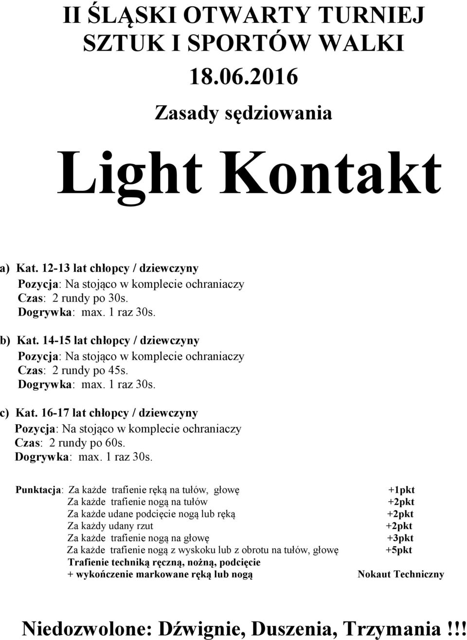 podcięcie nogą lub ręką Za każdy udany rzut Za każde trafienie nogą na głowę Za każde trafienie nogą z wyskoku lub z obrotu na