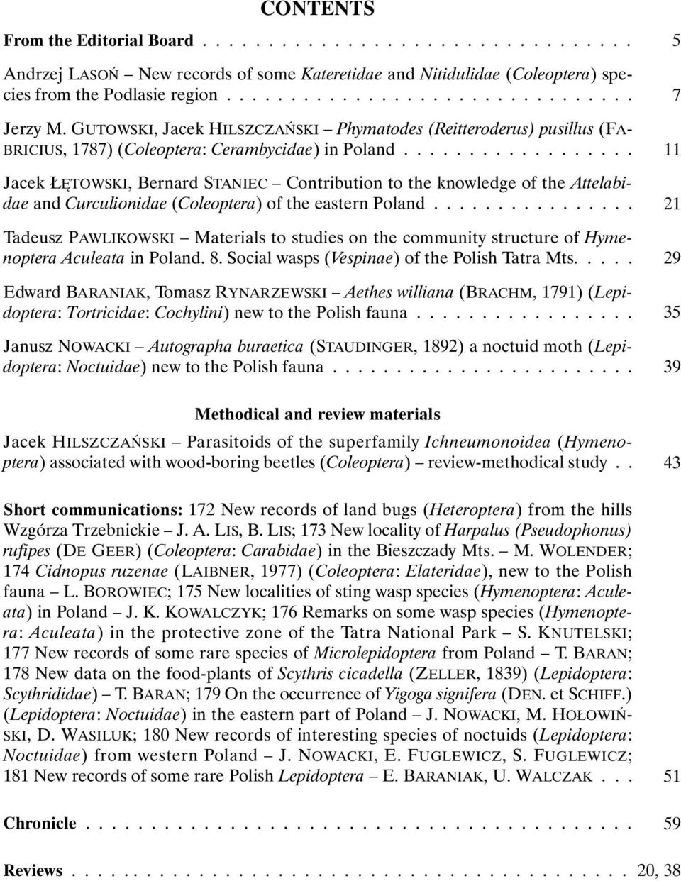 ................. Jacek ŁĘTOWSKI, Bernard STANIEC Contribution to the knowledge of the Attelabidae and Curculionidae (Coleoptera) of the eastern Poland.