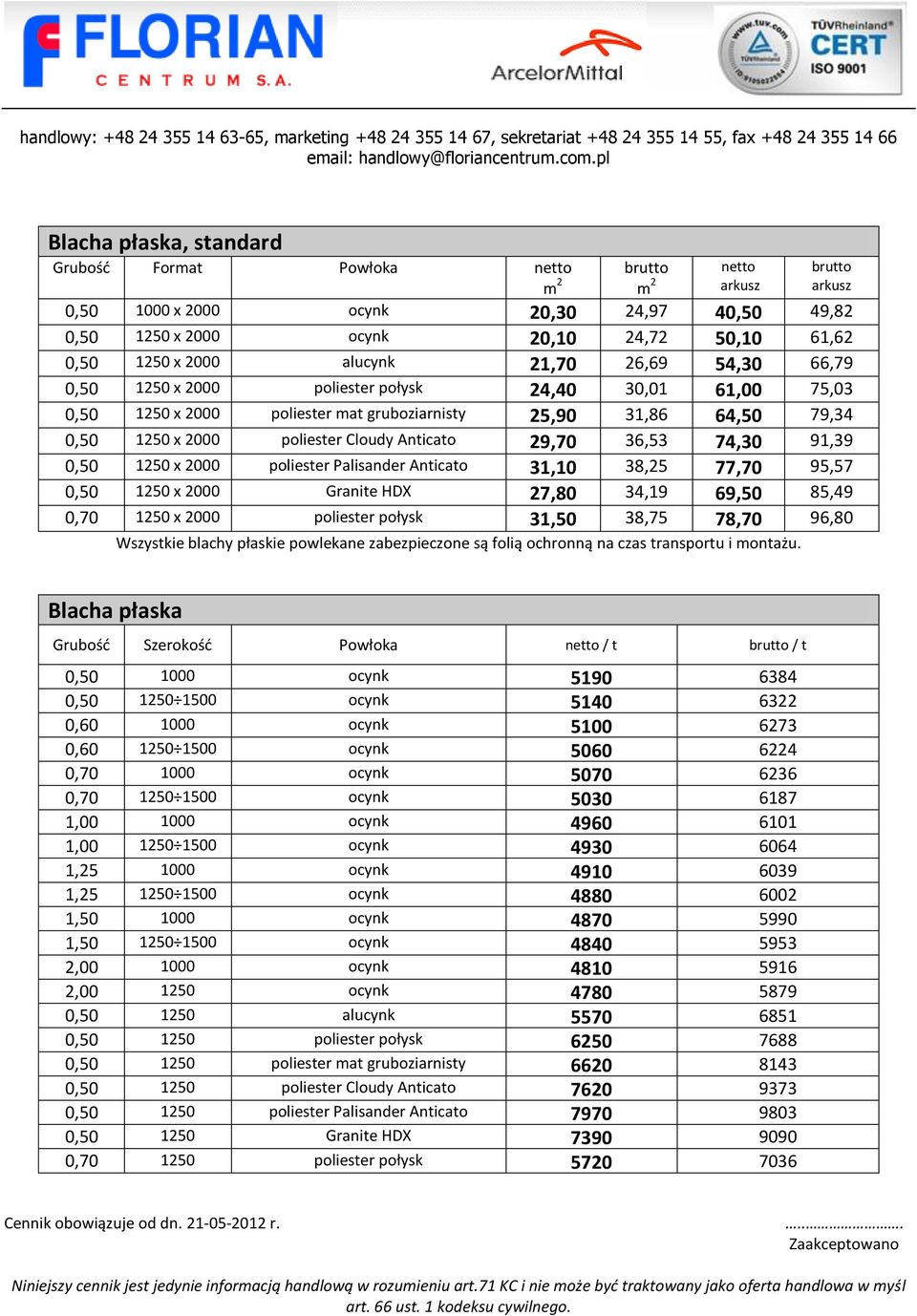 24,40 30,01 61,00 75,03 0,50 1250 x 2000 poliester mat gruboziarnisty 25,90 31,86 64,50 79,34 0,50 1250 x 2000 poliester Cloudy Anticato 29,70 36,53 74,30 91,39 0,50 1250 x 2000 poliester Palisander