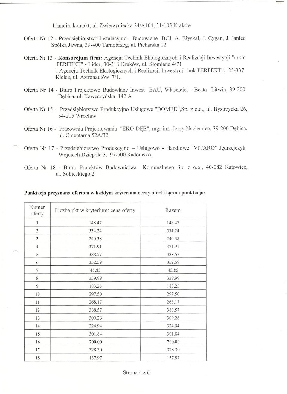 Slomiana 4171 i Agencja Teclmik Ekologicznych i Realizacji Inwestycji "mk PERFEKT", 25-337 Kielce, ul. Astronautów 711.