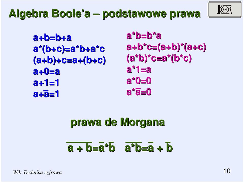 a*b=b*a a+b*c=(a+b)*(a+c) (a*b)*c=a*(b*c) a*=a