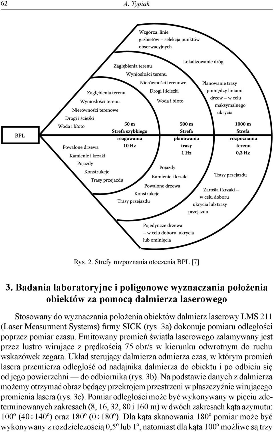 SICK (rys. 3a) dokonuje pomiaru odległości poprzez pomiar czasu.