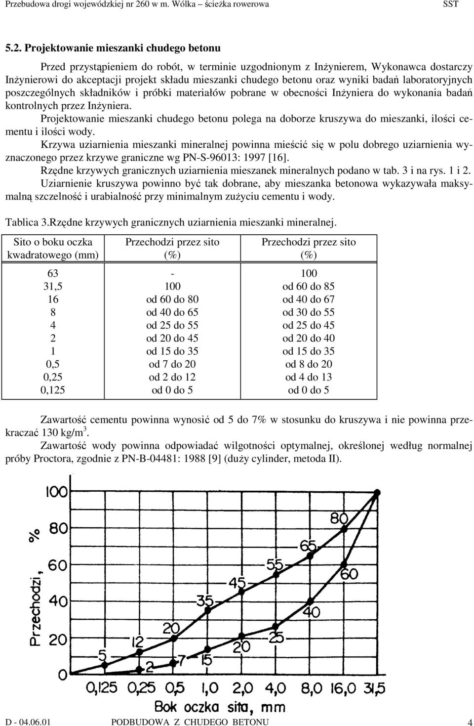 Projektowanie mieszanki chudego betonu polega na doborze kruszywa do mieszanki, ilości cementu i ilości wody.