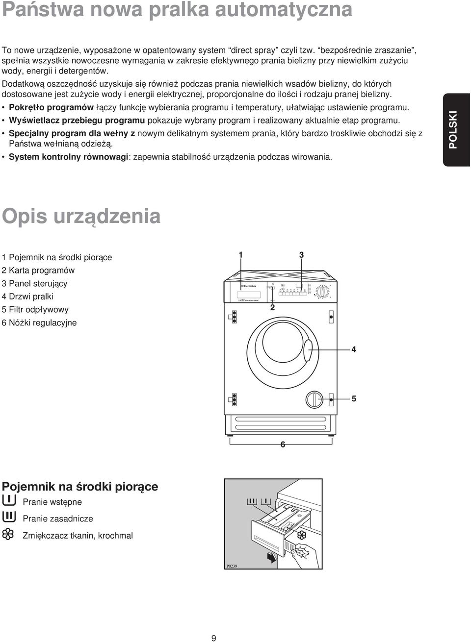 Dodatkowa oszczednoß uzyskuje sie równieq podczas prania niewielkich wsadów bielizny, do których dostosowane jest zuqycie wody i energii elektrycznej, proporcjonalne do iloßci i rodzaju pranej