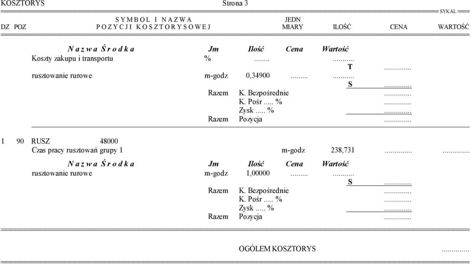 .. 1 90 RUSZ 48000 Czas pracy rusztowań grupy 1 m-godz 238,731.