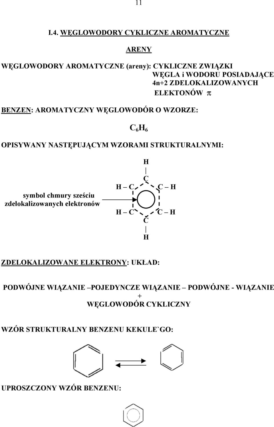 ZDELKALIZWANY ELEKTNÓW π BENZEN: ARMATYZNY WĘGLWDÓR WZRZE: 6 6 PISYWANY NASTĘPUJĄYM WZRAMI STRUKTURALNYMI: