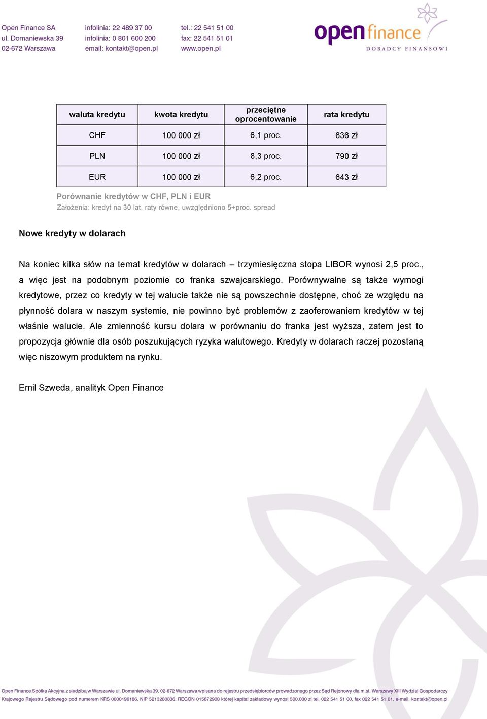 spread Nowe kredyty w dolarach Na koniec kilka słów na temat kredytów w dolarach trzymiesięczna stopa LIBOR wynosi 2,5 proc., a więc jest na podobnym poziomie co franka szwajcarskiego.