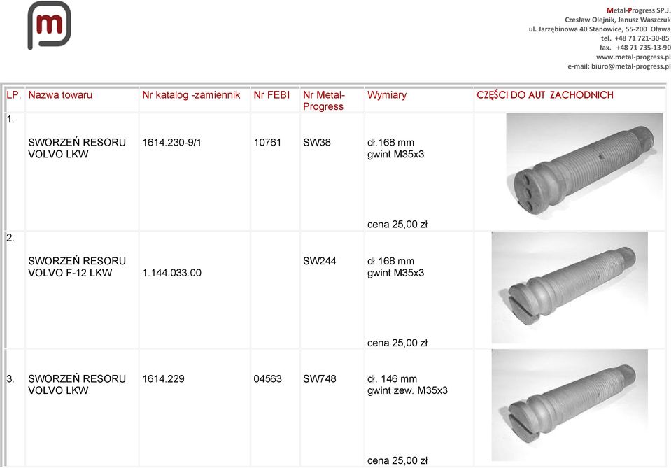 230-9/1 10761 SW38 dł.168 mm gwint M35x3 2.