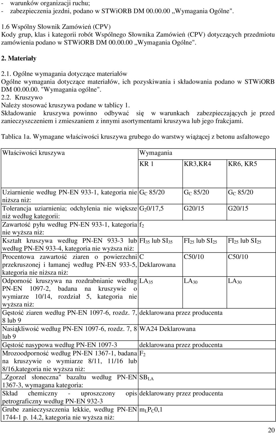 Ogólne wymagania dotyczące materiałów Ogólne wymagania dotyczące materiałów, ich pozyskiwania i składowania podano w STWiORB DM 00.00.00. "Wymagania ogólne". 2.