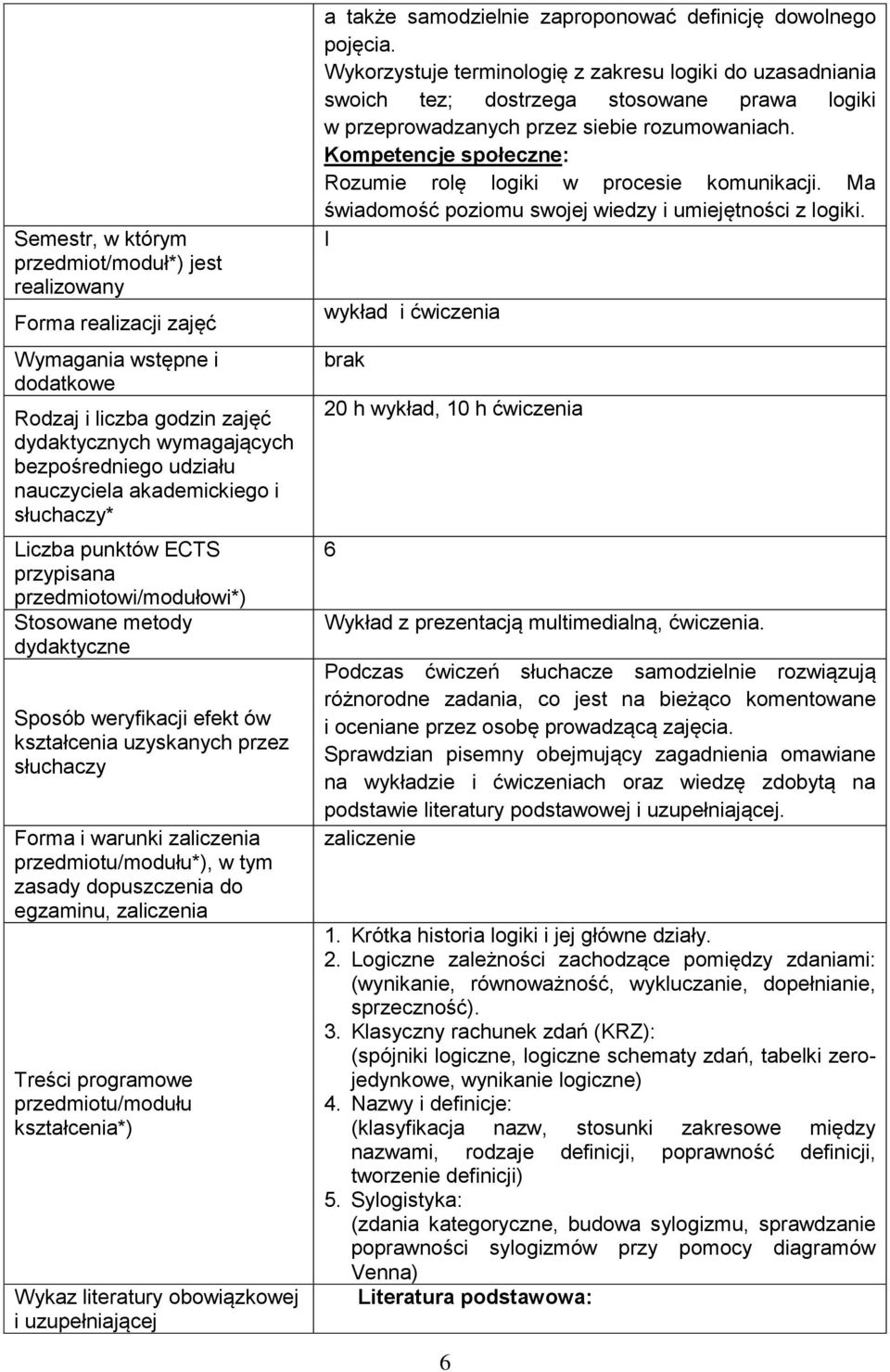 zaliczenia *), w tym zasady dopuszczenia do egzaminu, zaliczenia Treści programowe Wykaz literatury obowiązkowej i uzupełniającej a także samodzielnie zaproponować definicję dowolnego pojęcia.