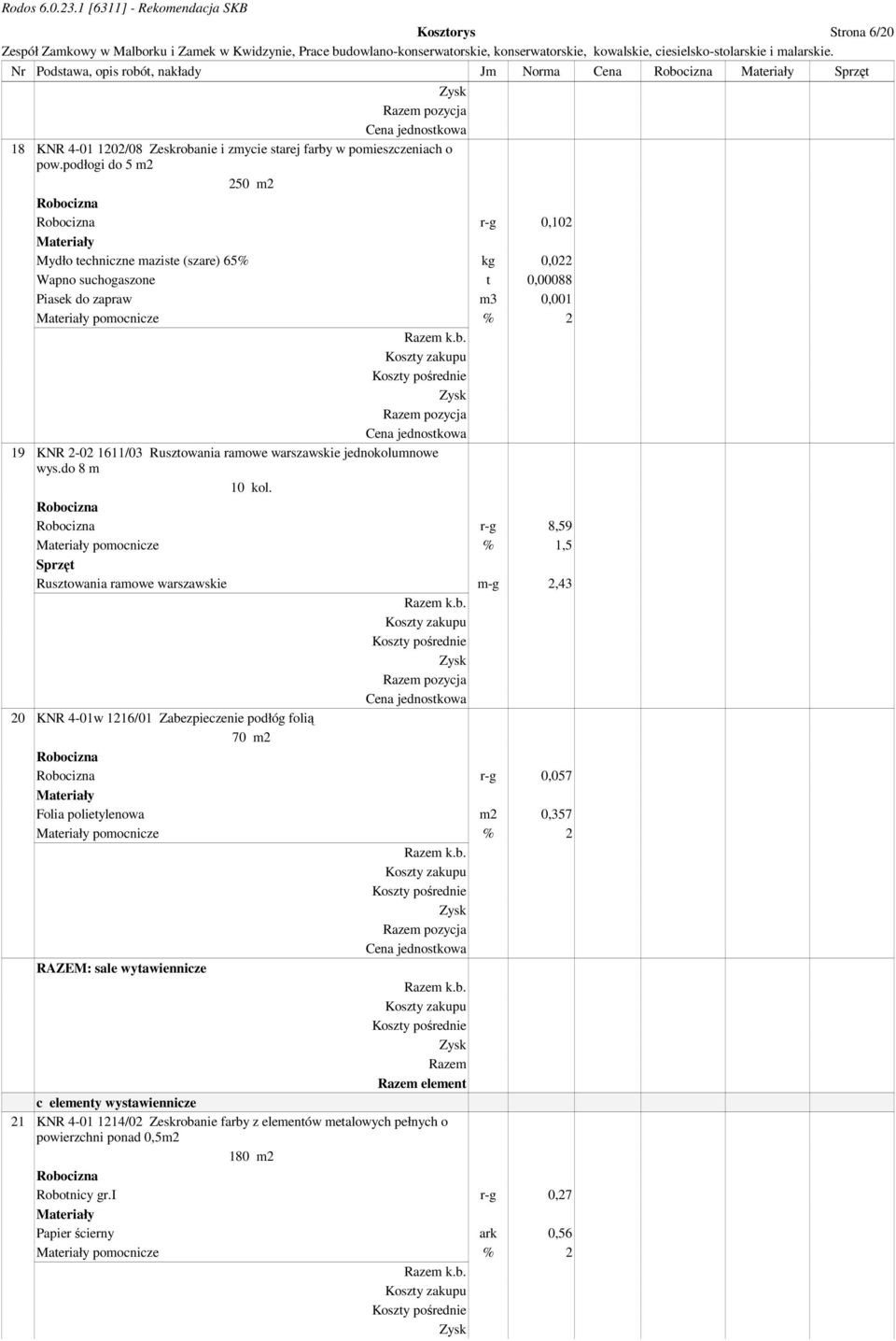 warszawskie jednokolumnowe wys.do 8 m 10 kol.