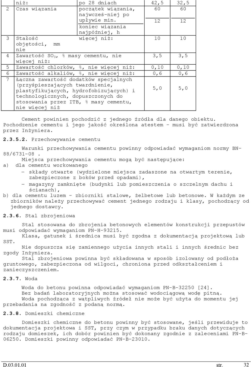 Łączna zawartość dodatków specjalnych (przyśpieszających twardnienie, plastyfikujących, hydrofobizujących) i technologicznych, dopuszczonych do stosowania przez ITB, % masy cementu, nie więcej niż