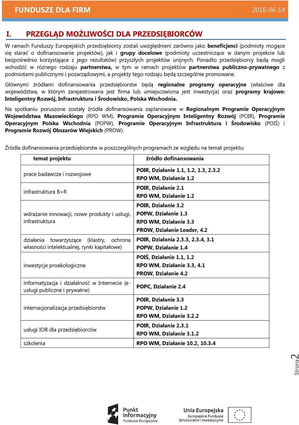 grupy docelowe (podmioty uczestniczące w danym projekcie lub bezpośrednio korzystające z jego rezultatów) przyszłych projektów unijnych.