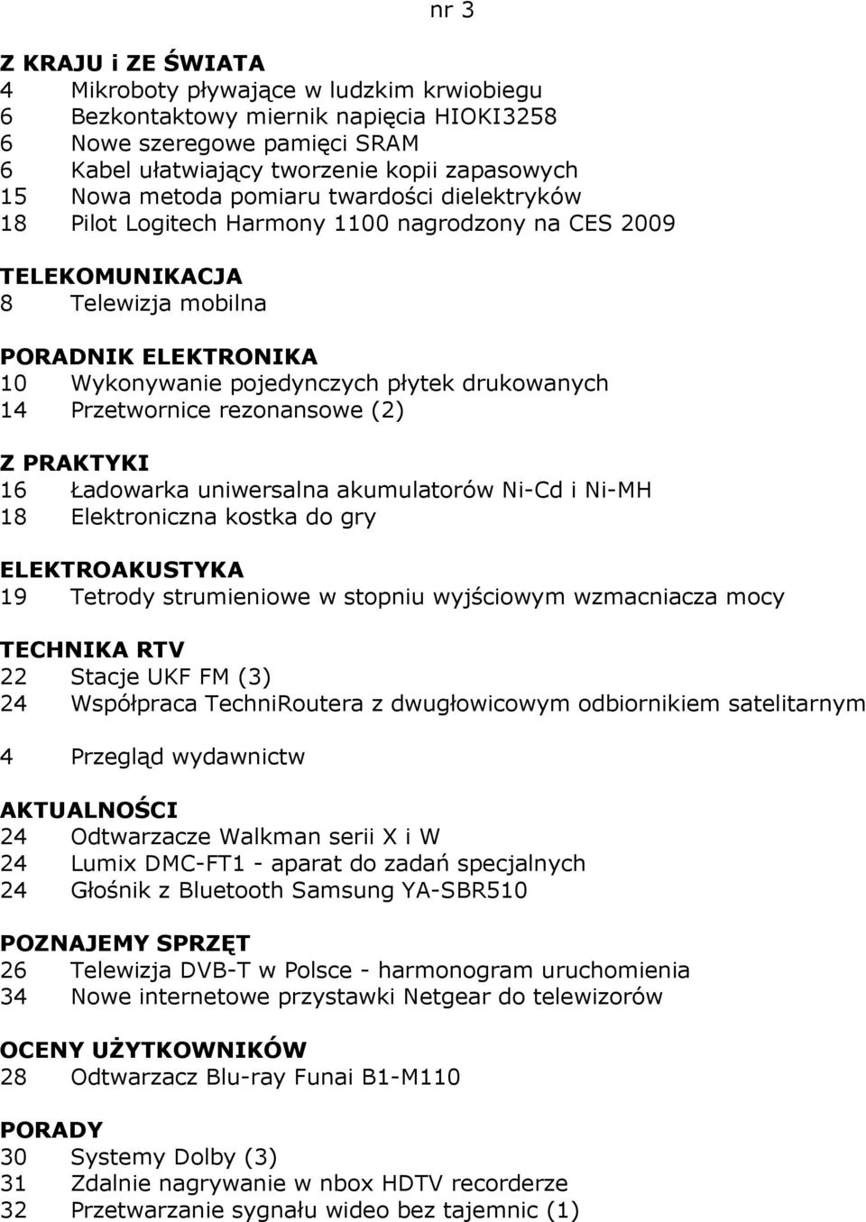 rezonansowe (2) 16 Ładowarka uniwersalna akumulatorów Ni-Cd i Ni-MH 18 Elektroniczna kostka do gry 19 Tetrody strumieniowe w stopniu wyjściowym wzmacniacza mocy 22 Stacje UKF FM (3) 24 Współpraca