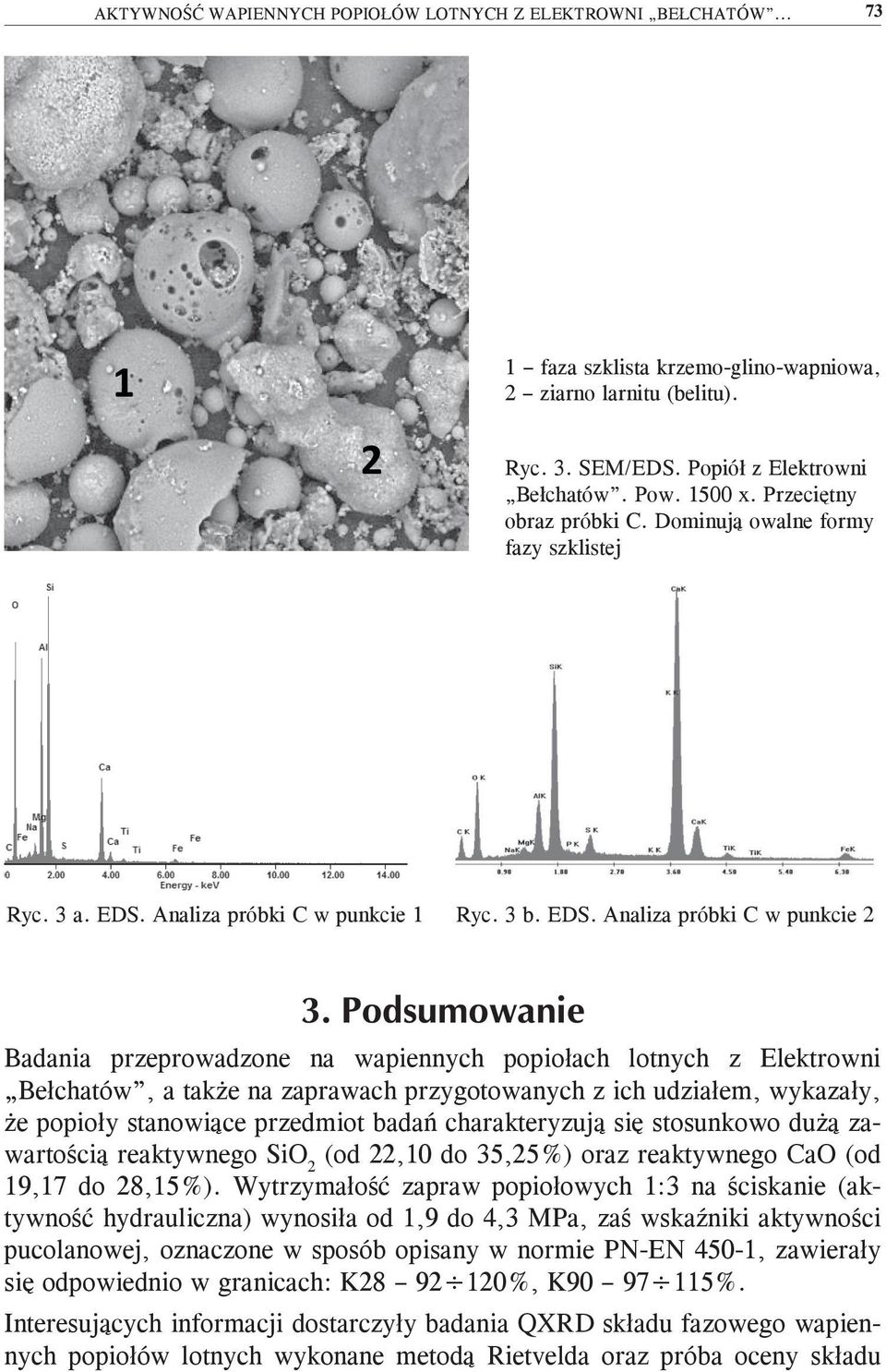 Analiza próbki C w punkcie 1 Ryc. 3 b. EDS.
