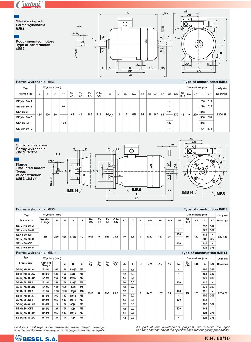 324 375 ilniki ko³nierzowe Formy wykonania IB5, IB mounted motors es of construction IB5, IB F=F G=GC E C E W HB 45 IB E IB5 C E IB IB5 Forma wykonania IB5 e of construction IB5 = E= F= G= W C E E F