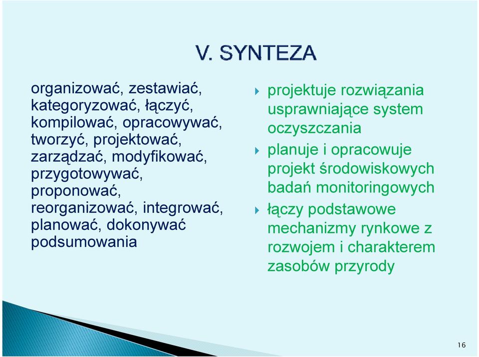 podsumowania projektuje rozwiązania usprawniające system oczyszczania planuje i opracowuje projekt