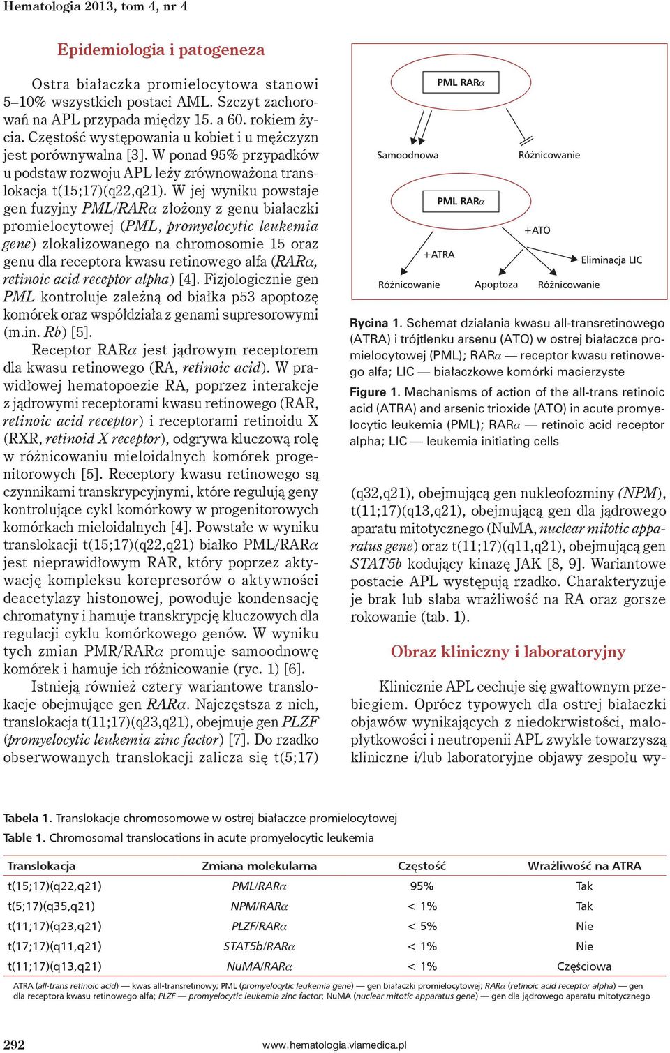 W jej wyniku powstaje gen fuzyjny PML/RARa złożony z genu białaczki promielocytowej (PML, promyelocytic leukemia gene) zlokalizowanego na chromosomie 15 oraz genu dla receptora kwasu retinowego alfa