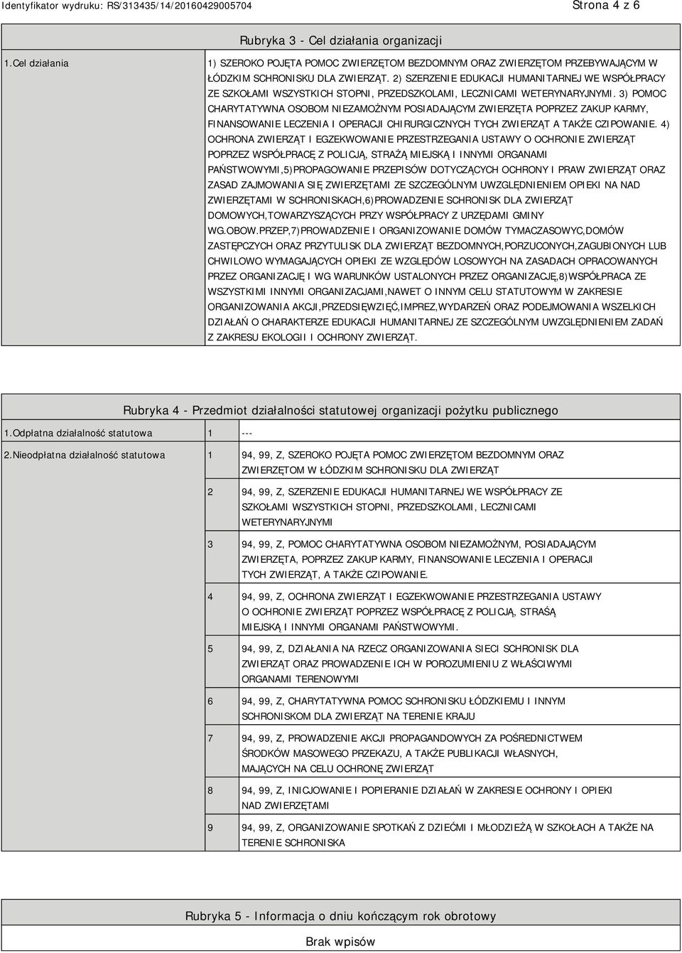 3) POMOC CHARYTATYWNA OSOBOM NIEZAMOŻNYM POSIADAJĄCYM ZWIERZĘTA POPRZEZ ZAKUP KARMY, FINANSOWANIE LECZENIA I OPERACJI CHIRURGICZNYCH TYCH ZWIERZĄT A TAKŻE CZIPOWANIE.