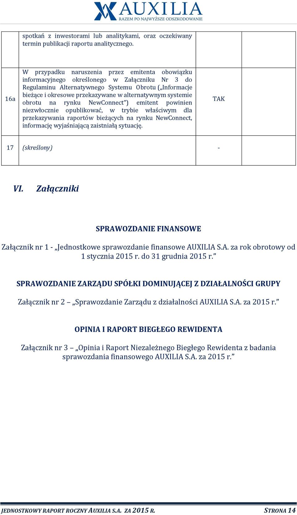 alternatywnym systemie obrotu na rynku NewConnect ) emitent powinien niezwłocznie opublikować, w trybie właściwym dla przekazywania raportów bieżących na rynku NewConnect, informację wyjaśniającą