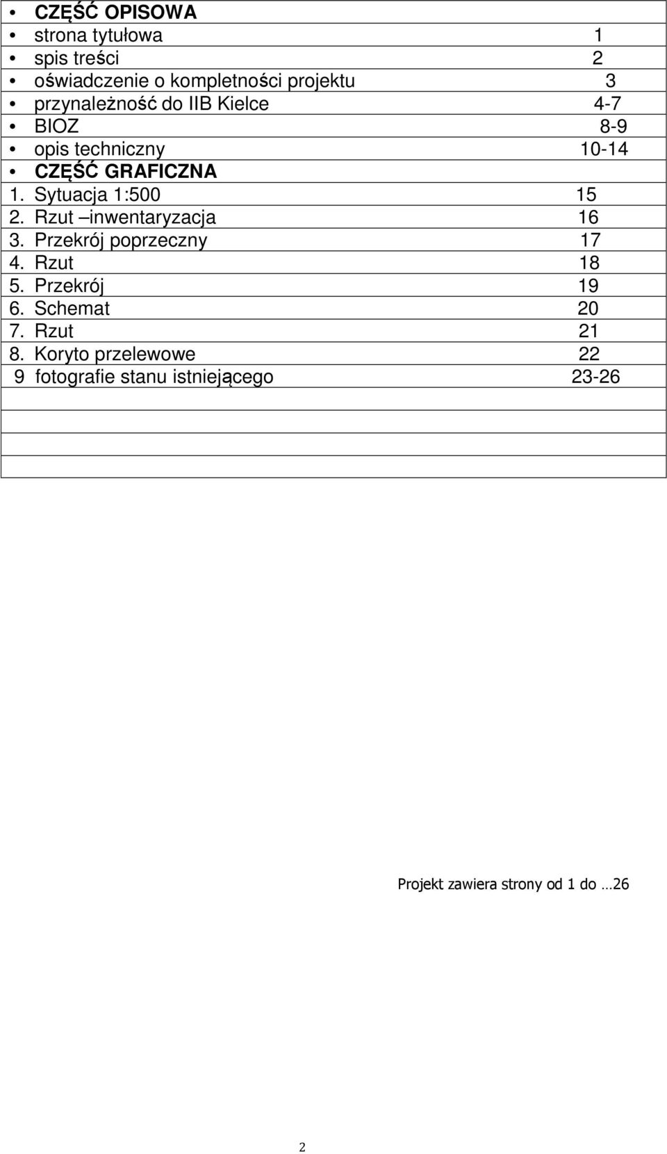 Sytuacja 1:500 15 2. Rzut inwentaryzacja 16 3. Przekrój poprzeczny 17 4. Rzut 18 5.