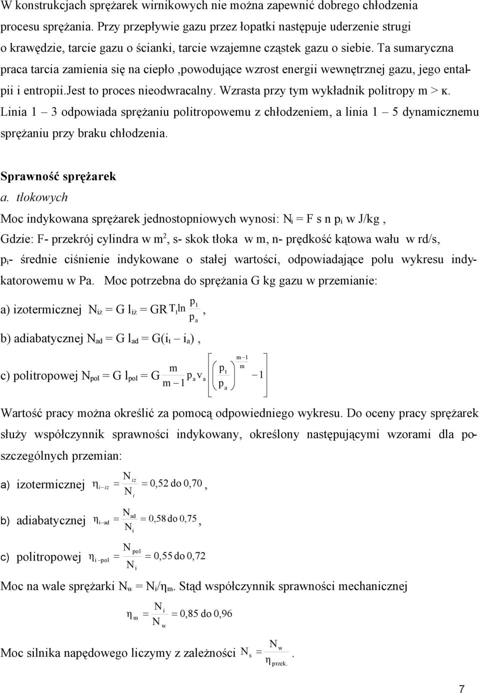 Ln 3 odowd srężnu olrooweu z chłodzene, ln 5 dynczneu srężnu rzy brku chłodzen. Srwność srężrek.