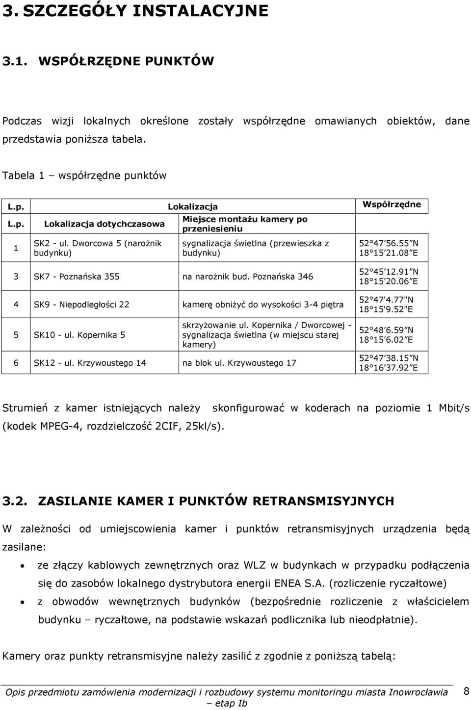 08 E 3 SK7 - Poznańska 355 na narożnik bud. Poznańska 346 4 SK9 - Niepodległości 22 kamerę obniżyć do wysokości 3-4 piętra 5 SK10 - ul. Kopernika 5 skrzyżowanie ul.