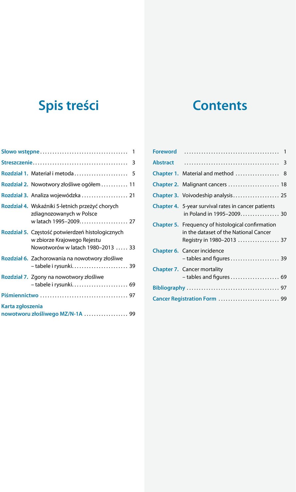 .................... 27 Rozdział 5. Częstość potwierdzeń histologicznych w zbiorze Krajowego Rejestu Nowotworów w latach 1980 2013...... 33 Rozdział 6.