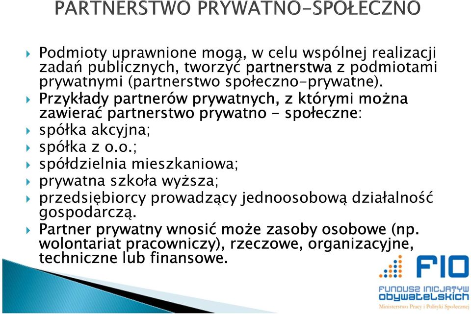 Przykłady partnerów prywatnych, z którymi moż