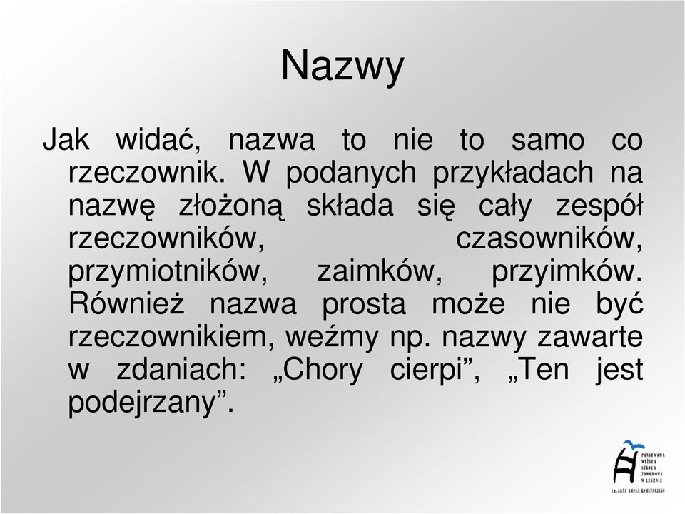 rzeczowników, czasowników, przymiotników, zaimków, przyimków.