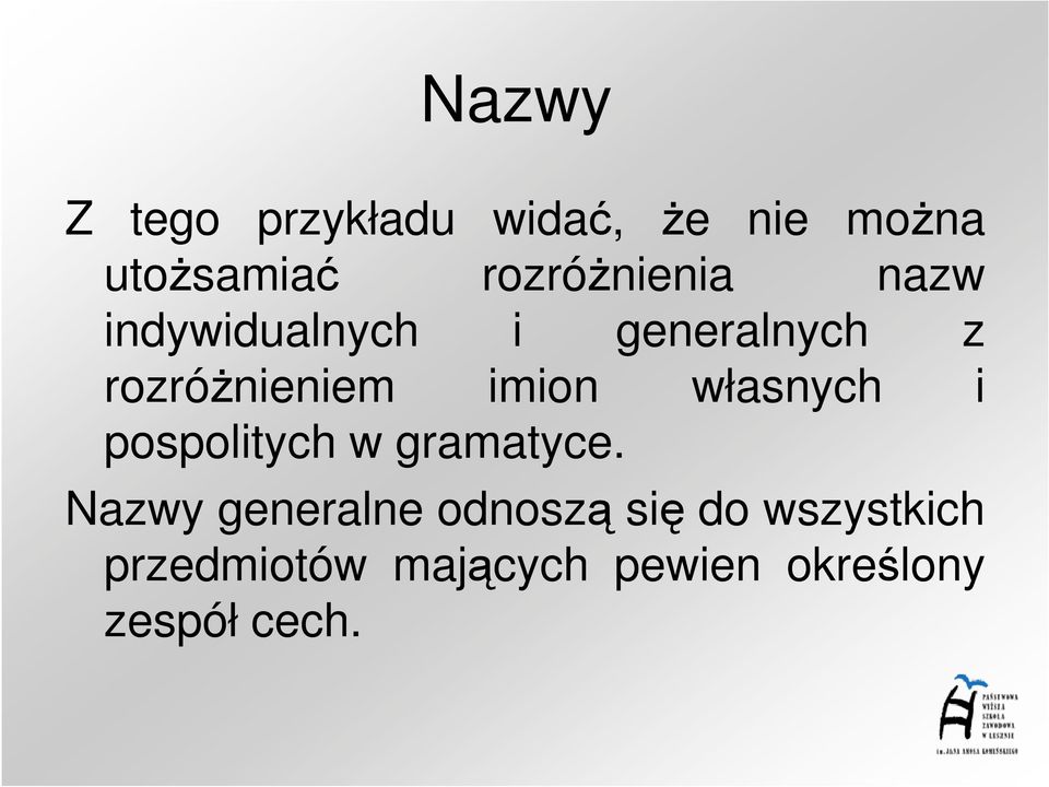 własnych i pospolitych w gramatyce.