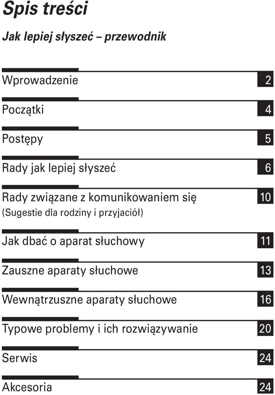 przyjaciół) Jak dbać o aparat słuchowy 11 Zauszne aparaty słuchowe 13 Wewnątrzuszne