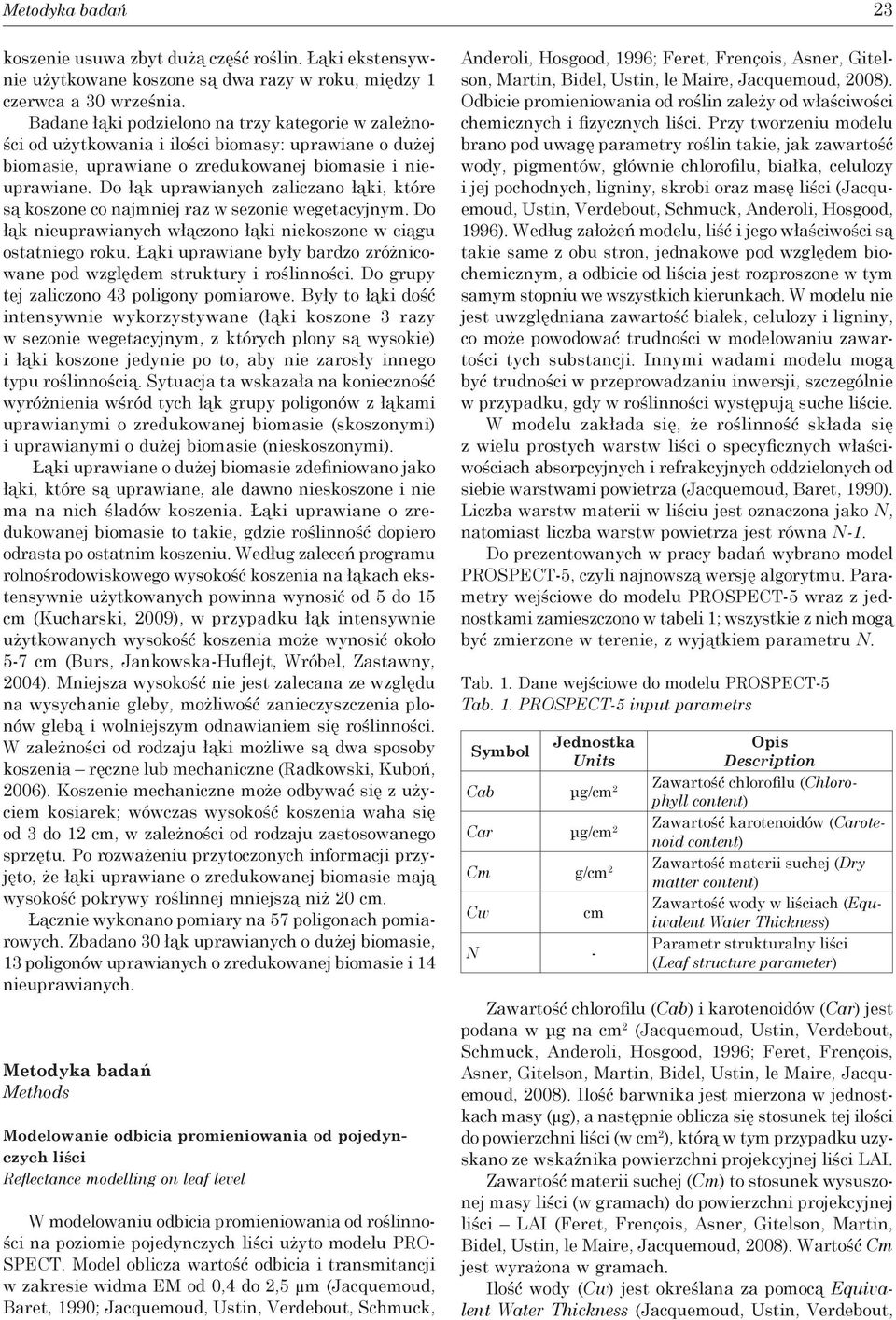 Do łąk uprawianych zaliczano łąki, które są koszone co najmniej raz w sezonie wegetacyjnym. Do łąk nieuprawianych włączono łąki niekoszone w ciągu ostatniego roku.