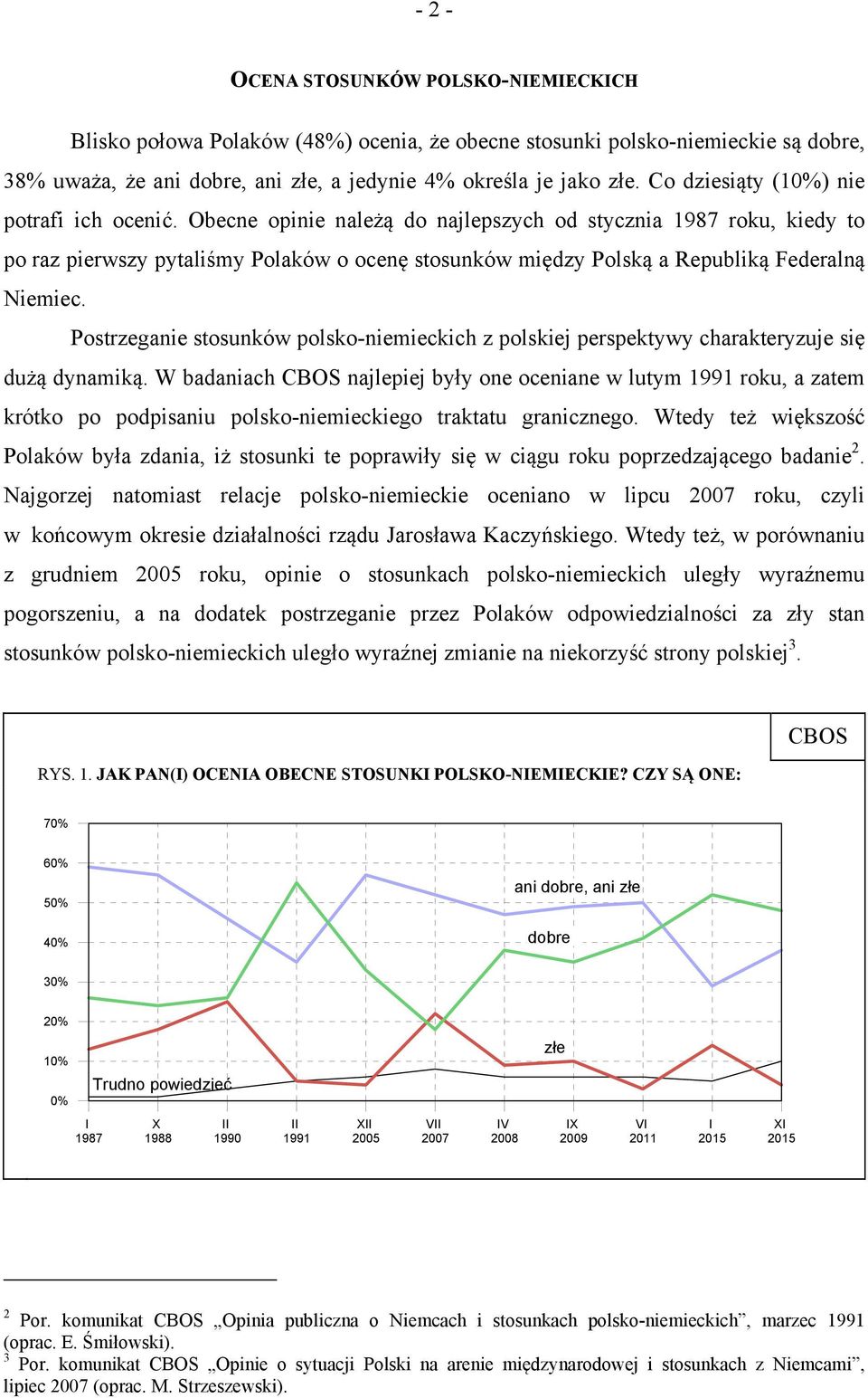 Obecne opinie należą do najlepszych od stycznia 1987 roku, kiedy to po raz pierwszy pytaliśmy Polaków o ocenę stosunków między Polską a Republiką Federalną Niemiec.