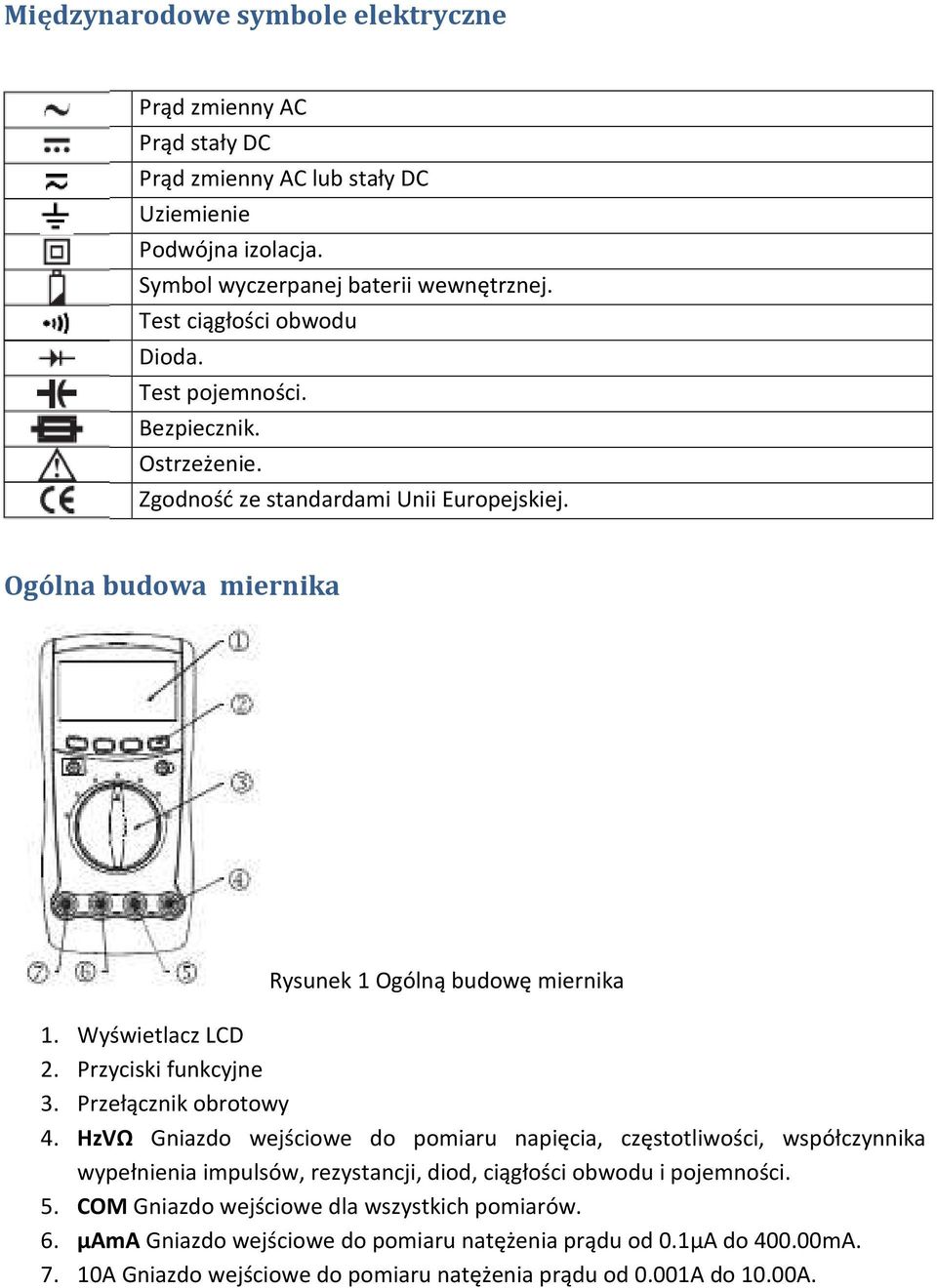 Wyświetlacz LCD 2. Przyciski funkcyjne 3. Przełącznik obrotowy 4.