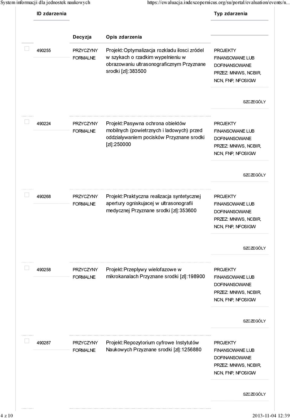 Projekt:Praktyczna realizacja syntetycznej apertury ogniskujacej w ultrasonografii medycznej Przyznane srodki [zl]:353600 490258 PRZYCZYNY Projekt:Przeplywy