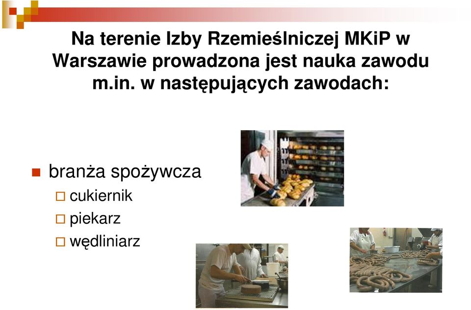 m.in. w następujących zawodach: branża